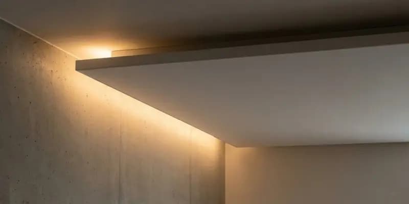 Hõljuv lagi lähivaade — LED-kuma perimetril