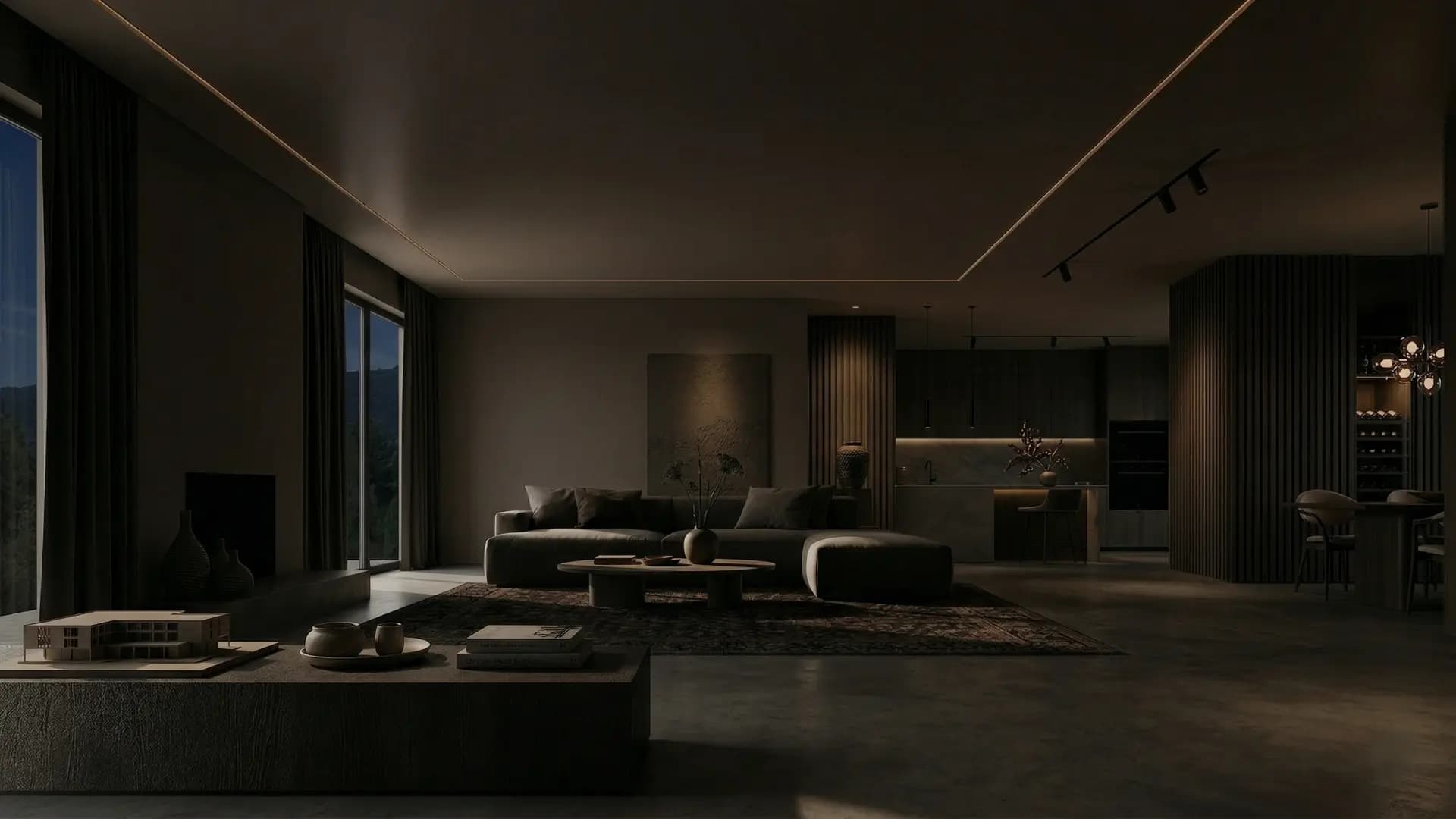 Valge pinglaega Skandinaavia stiilis elutuba — Pinglaed Ekspert